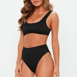 NWT Missguided black ribbed scoop neck bikini top